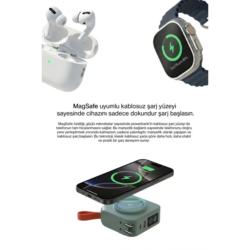 Pars Power Tripmax PRS-M001B Gan Adaptörlü Power Bank (Yeşil)