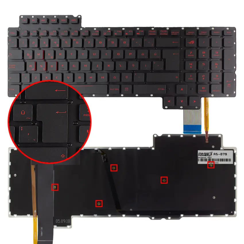 Asus ROG G752, G752VS Notebook Klavye Işıklı (Siyah TR)