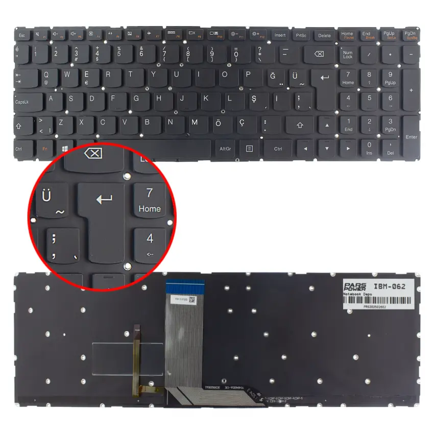 Lenovo Yoga 500-15ACL Type 80ND Notebook Klavye Işıklı (Siyah TR)