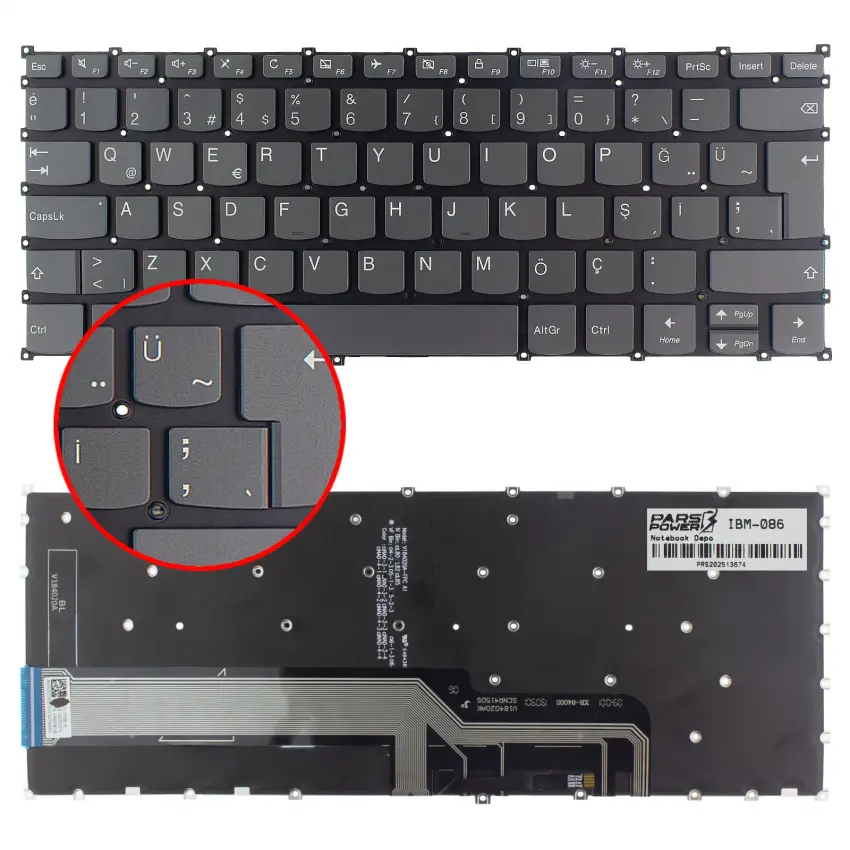 Lenovo ideaPad S540-14API 81NF00BQTX Klavye Işıklı (Füme TR)