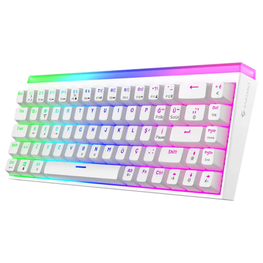 Hera RGB Kablolu 11 Mod RGB TR Layout Double Shot Full Anti-Ghosting Mekanik Oyuncu Klavyesi Beyaz