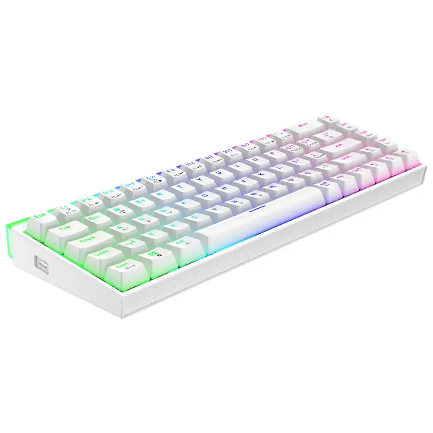 Hera RGB Kablolu 11 Mod RGB TR Layout Double Shot Full Anti-Ghosting Mekanik Oyuncu Klavyesi Beyaz