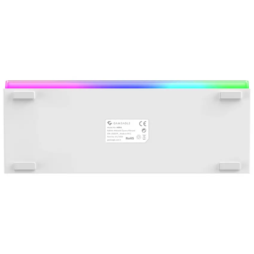 Hera RGB Kablolu 11 Mod RGB TR Layout Double Shot Full Anti-Ghosting Mekanik Oyuncu Klavyesi Beyaz