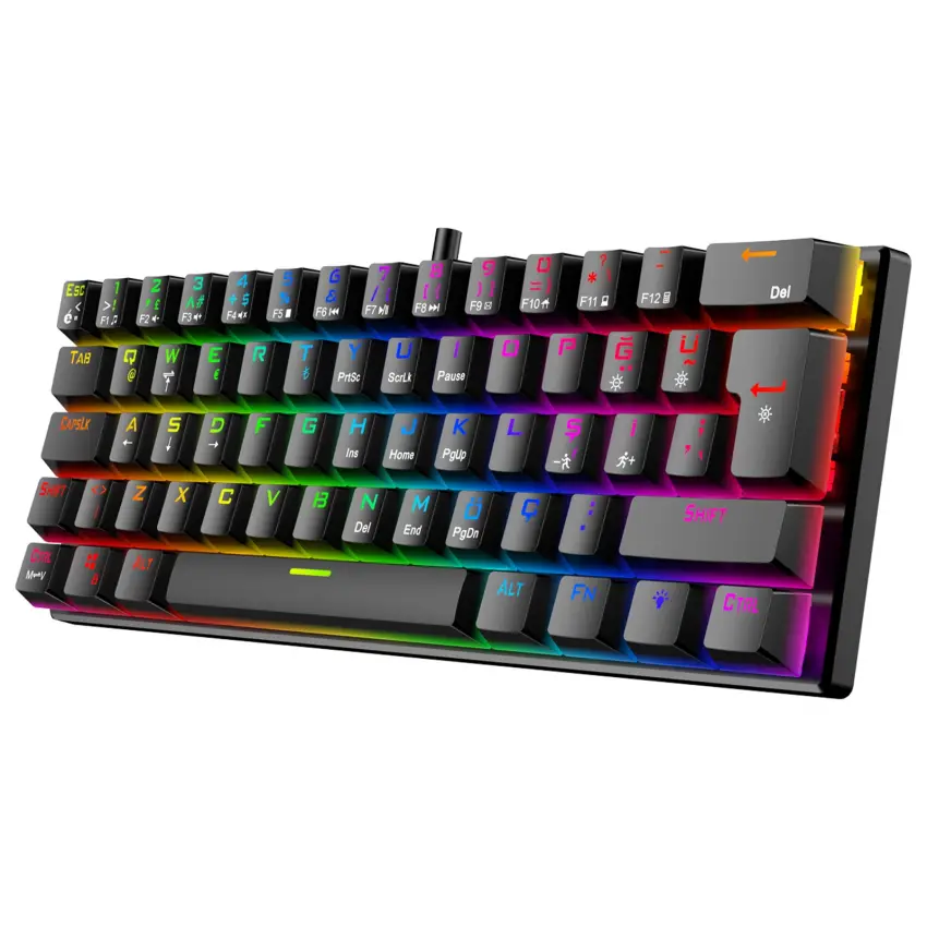 Gameagle Helios RGB Kablolu Bilek Destekli TR Layout Double Shot Full Anti-Ghosting Mekanik Oyuncu Klavyesi
