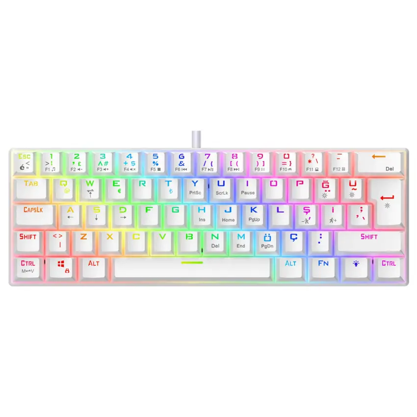 Helios RGB Kablolu Bilek Destekli TR Layout Double Shot Full Anti-Ghosting Mekanik Oyuncu Klavyesi