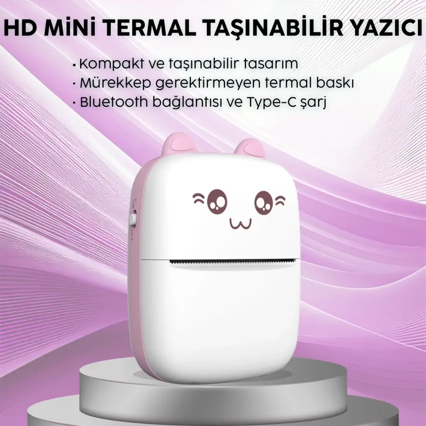 Steep Solid C9 Taşınabilir Kablosuz Mini Termal Yazıcı (Pembe)