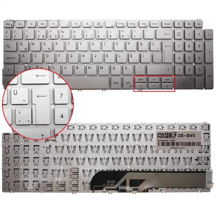Dell G15 5510 P105F, P105F00 Klavye Işıklı (Gümüş TR)