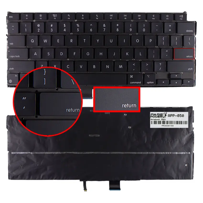 Apple MacBook Air A2337 2020 Klavye Işıklı (Siyah US)