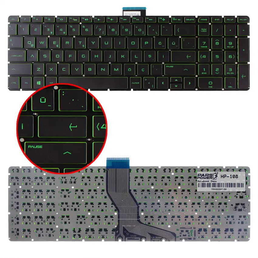 HP Pavilion 15-aw, 15-aw000, 15-aw100 Notebook Klavyesi (Siyah TR)