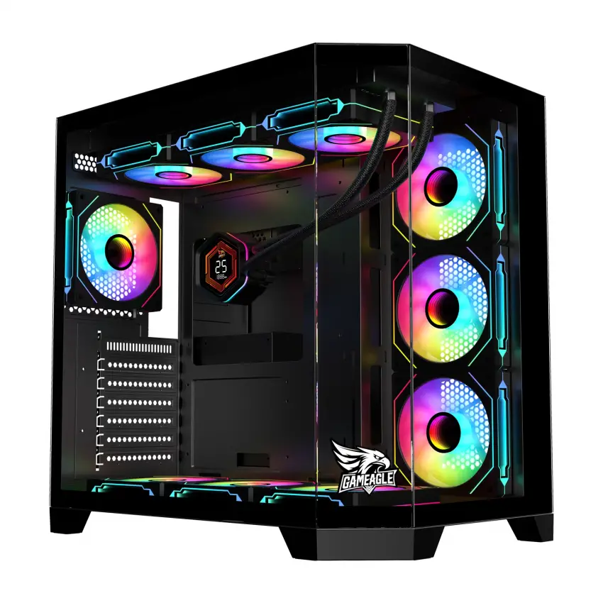 Gameagle Edge 7 Argb Fanlı Gamer Bilgisayar Kasası 850W 80+ Plus Bronz Powerlı Digital Sıvı Soğutmalı (Siyah)