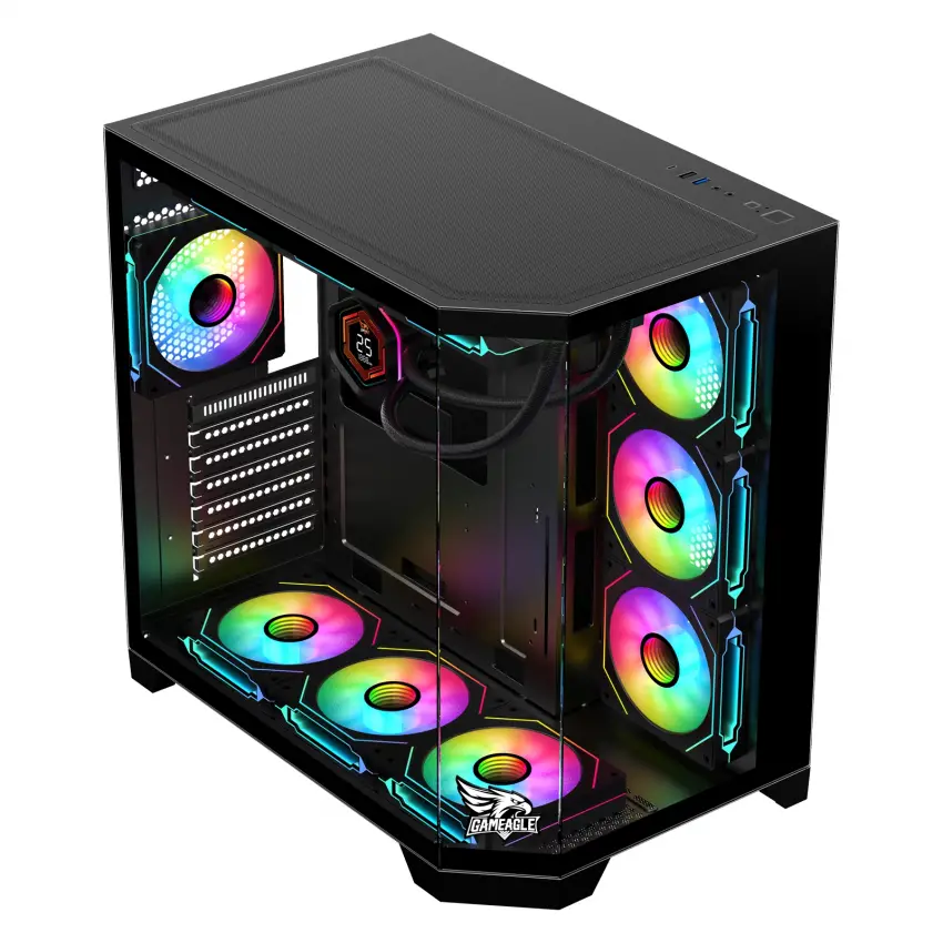 Gameagle Edge 7 Argb Fanlı Gamer Bilgisayar Kasası 850W 80+ Plus Bronz Powerlı Digital Sıvı Soğutmalı (Siyah)