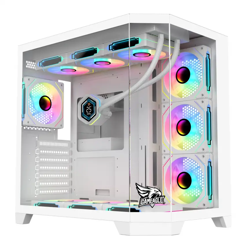 Gameagle Edge 7 Argb Fanlı Gamer Bilgisayar Kasası 850W 80+ Plus Bronz Powerlı Digital Sıvı Soğutmalı (Beyaz)