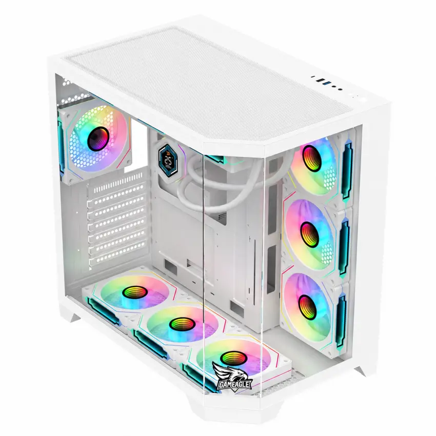 Gameagle Edge 7 Argb Fanlı Gamer Bilgisayar Kasası 850W 80+ Plus Bronz Powerlı Digital Sıvı Soğutmalı (Beyaz)