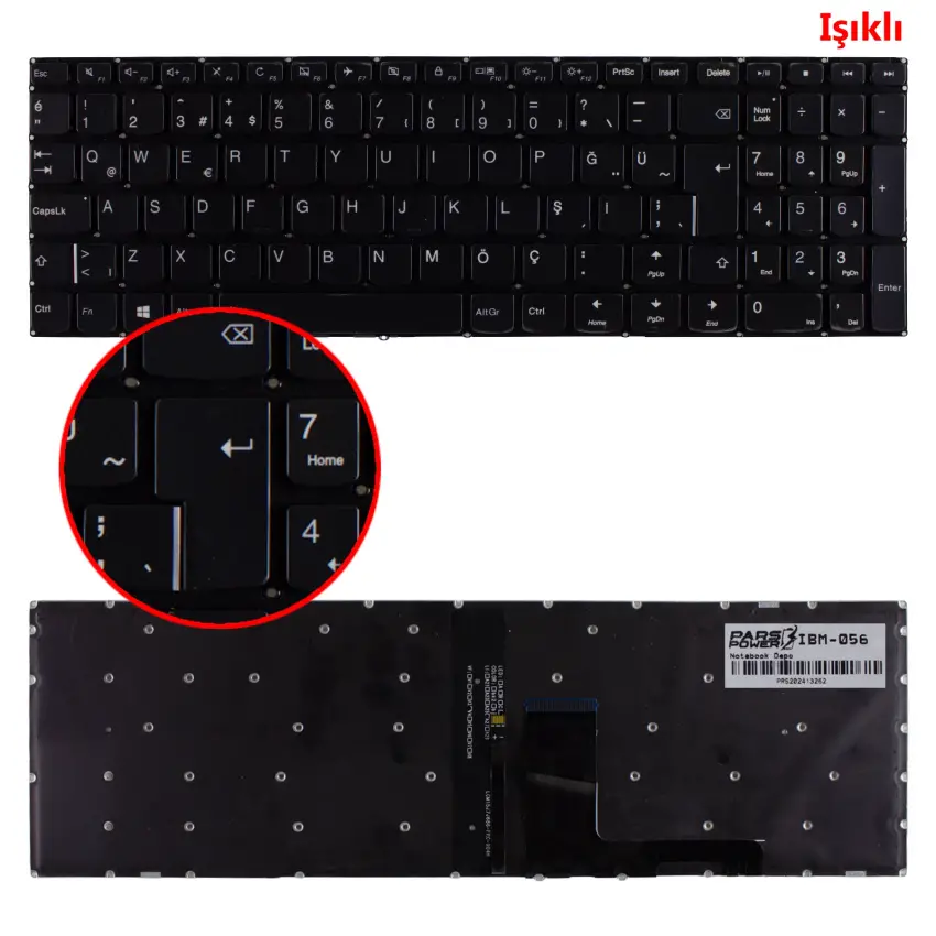 Lenovo V310-15ABR, V310-15ISK Notebook Klavye Işıklı (Siyah TR)