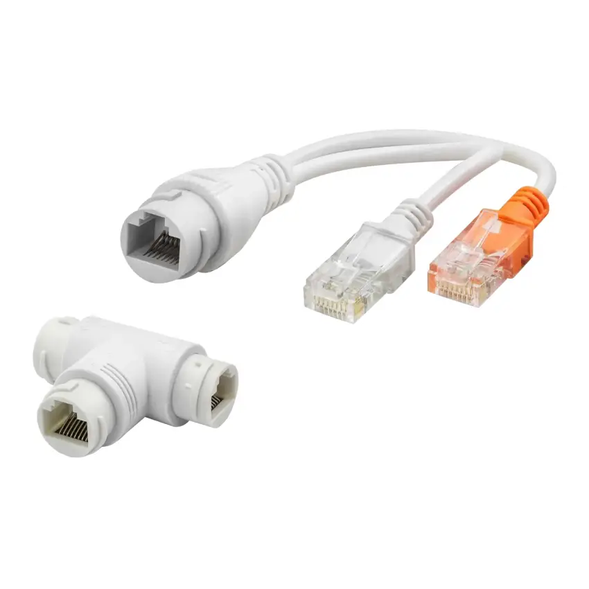 PoE Splitter T Tipi Su Geçirmez RJ45 Veri + Güç Ayırıcı Adaptör T Adaptör