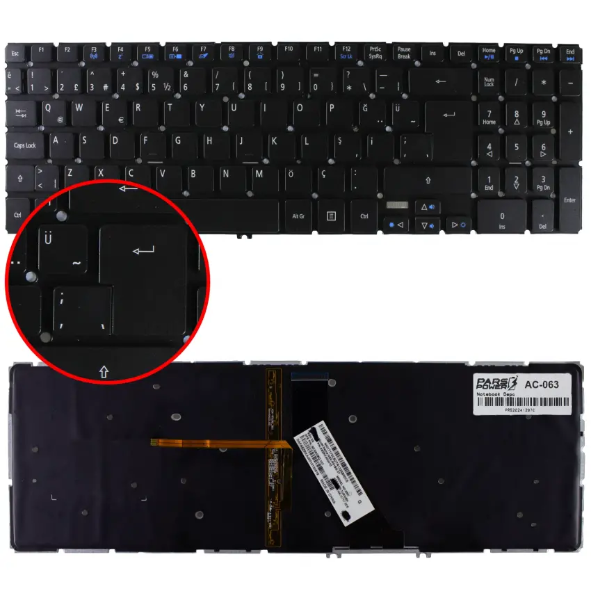 Acer AEZRKA00010 Notebook Klavye Işıklı (Siyah TR)
