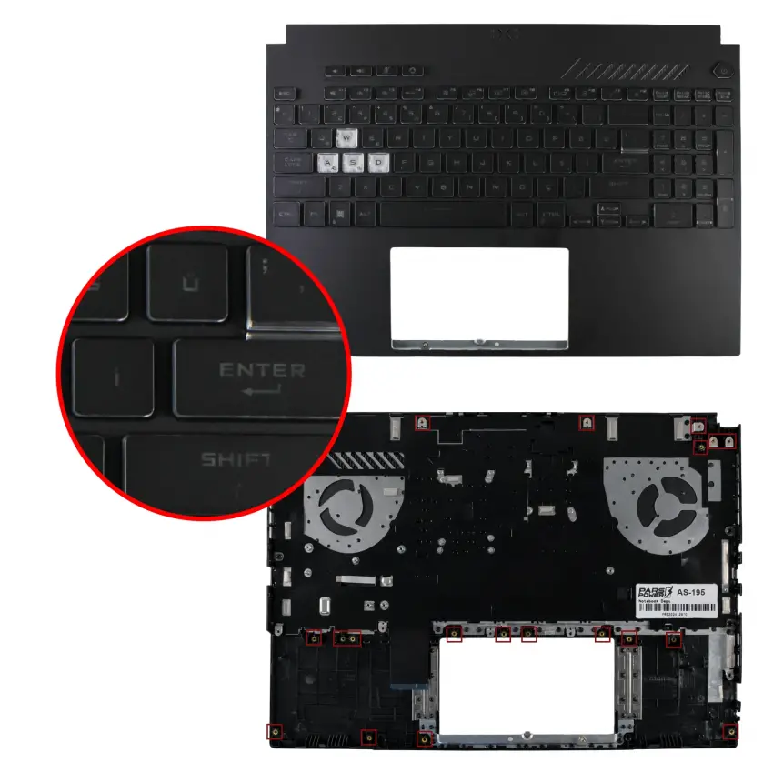 Asus Tuf Gaming A15 FA507NU-LP051 Klavye Rgb Işıklı Kasalı (Siyah TR)
