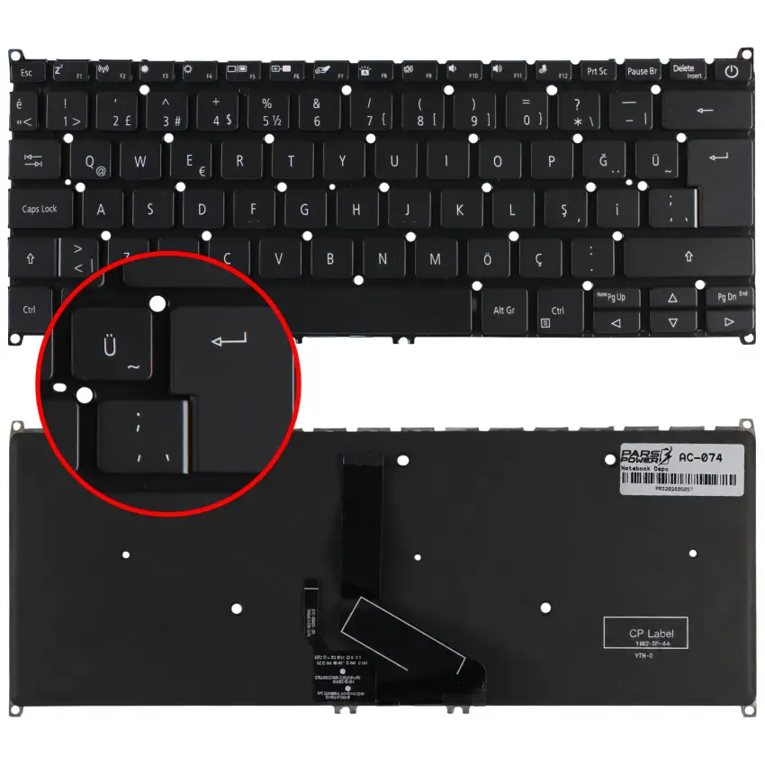Acer SV03P-A73BWL1 Klavye Işıklı (Siyah TR)