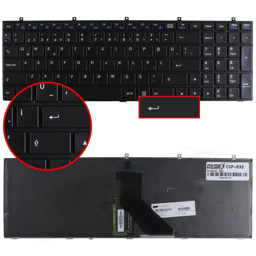 Victor W370SS, W650SF, W651SF Notebook Klavye Işıklı (Siyah TR)