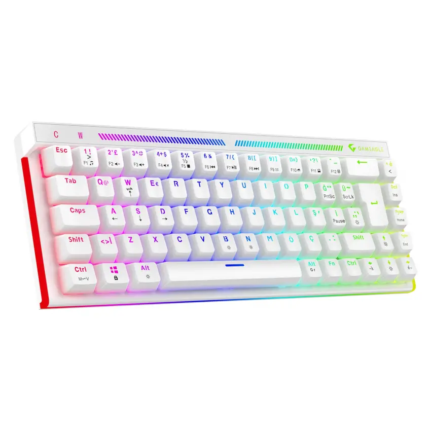 Nebula RGB Kablolu 11 Mod RGB TR Layout Double Shot Full Anti-Ghosting Mekanik Oyuncu Klavyesi Beyaz