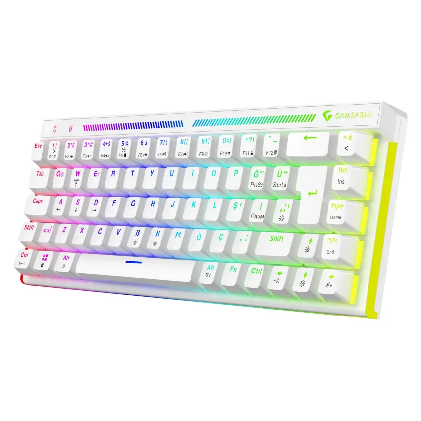 Gameagle Nebula RGB Kablolu 11 Mod RGB TR Layout Double Shot Full Anti-Ghosting Mekanik Oyuncu Klavyesi Beyaz