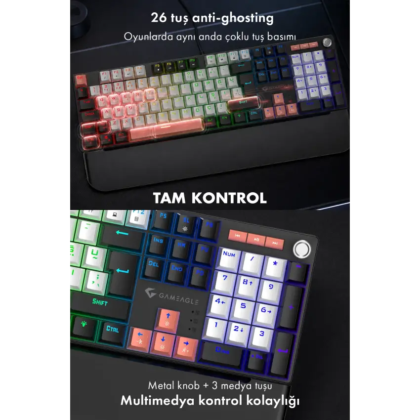 Apex Elite Rainbow 11Mod Aydınlatma Kablolu TR DoubleShot Full Anti-Ghosting Mekanik Oyuncu Klavyesi