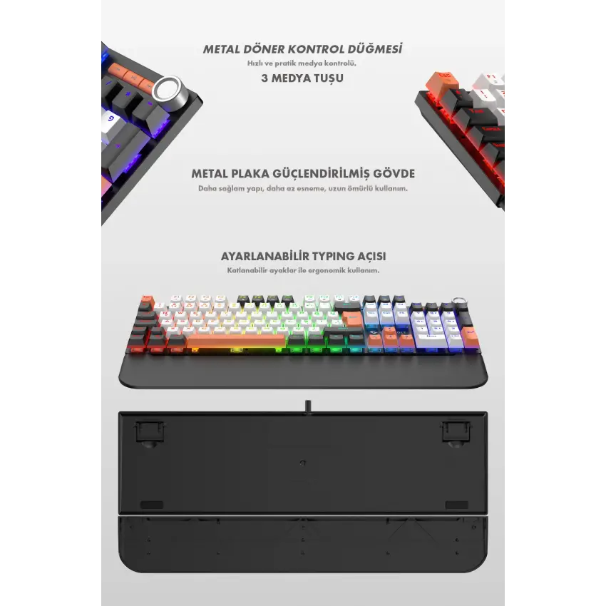 Apex Elite Rainbow 11Mod Aydınlatma Kablolu TR DoubleShot Full Anti-Ghosting Mekanik Oyuncu Klavyesi