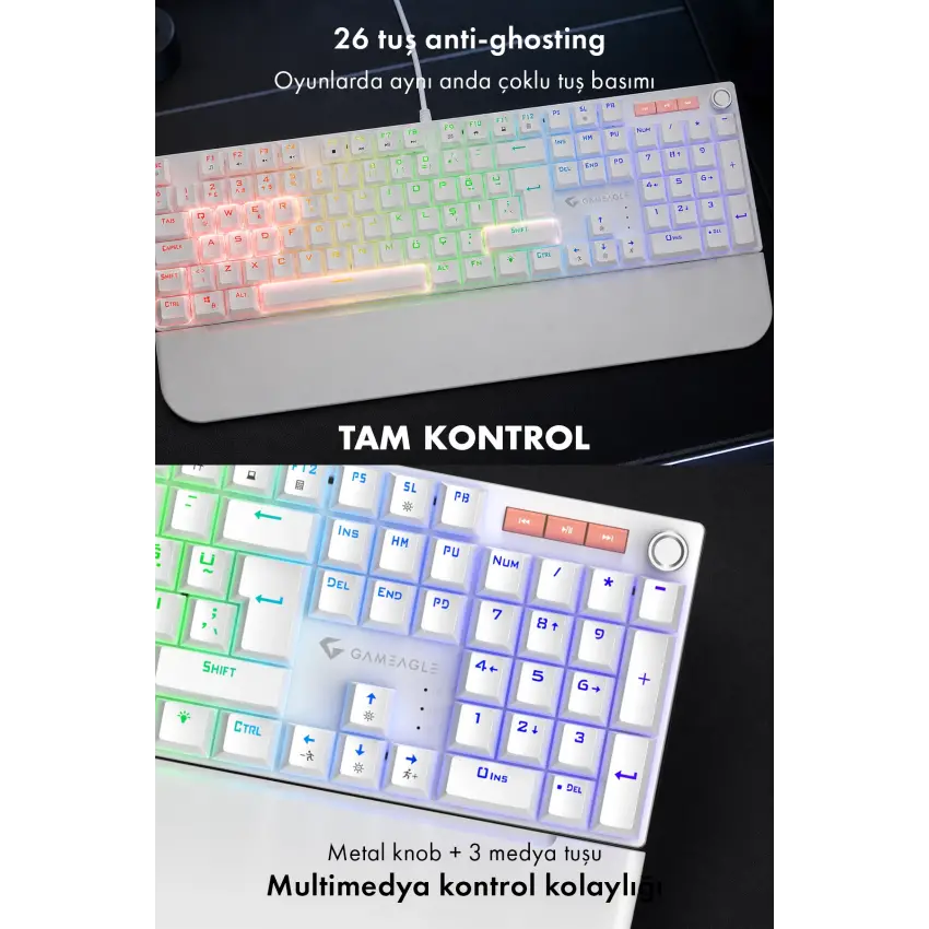 Gameagle Apex Rainbow 11Mod Aydınlatma Kablolu TR Double Shot Full Anti-Ghosting Mekanik Oyuncu Klavyesi