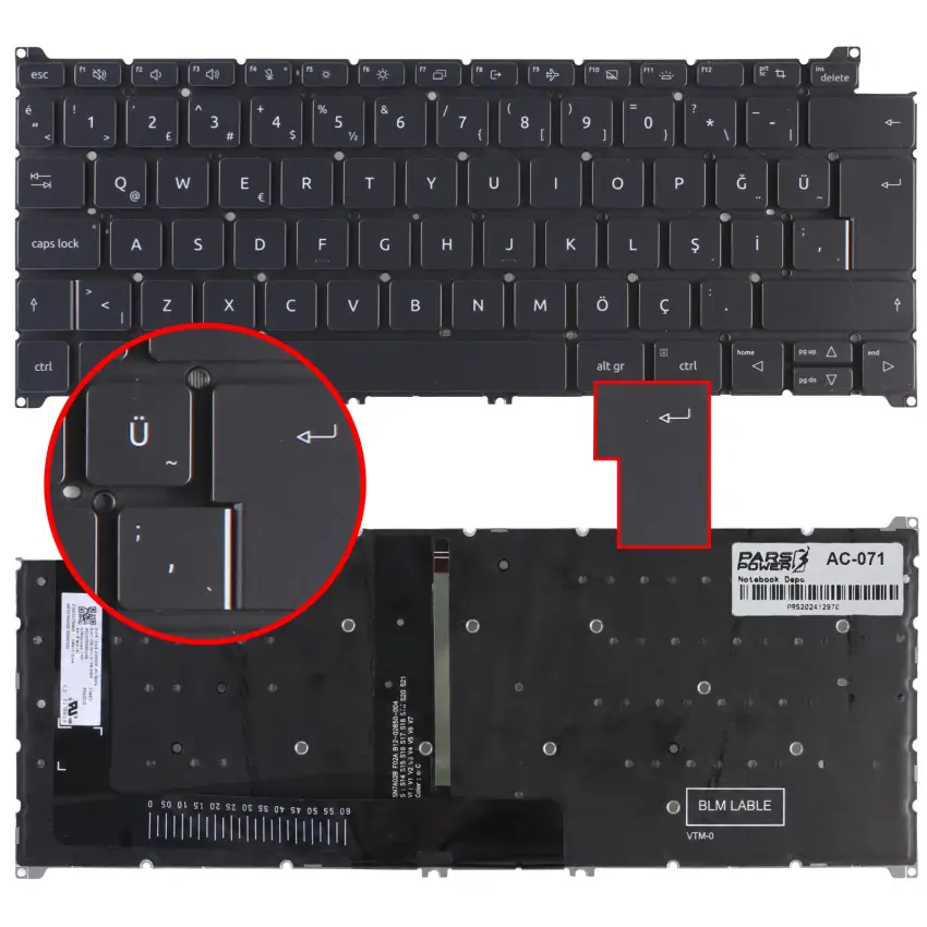 Acer SFG14-71T Serisi Klavye Işıklı (Siyah TR)