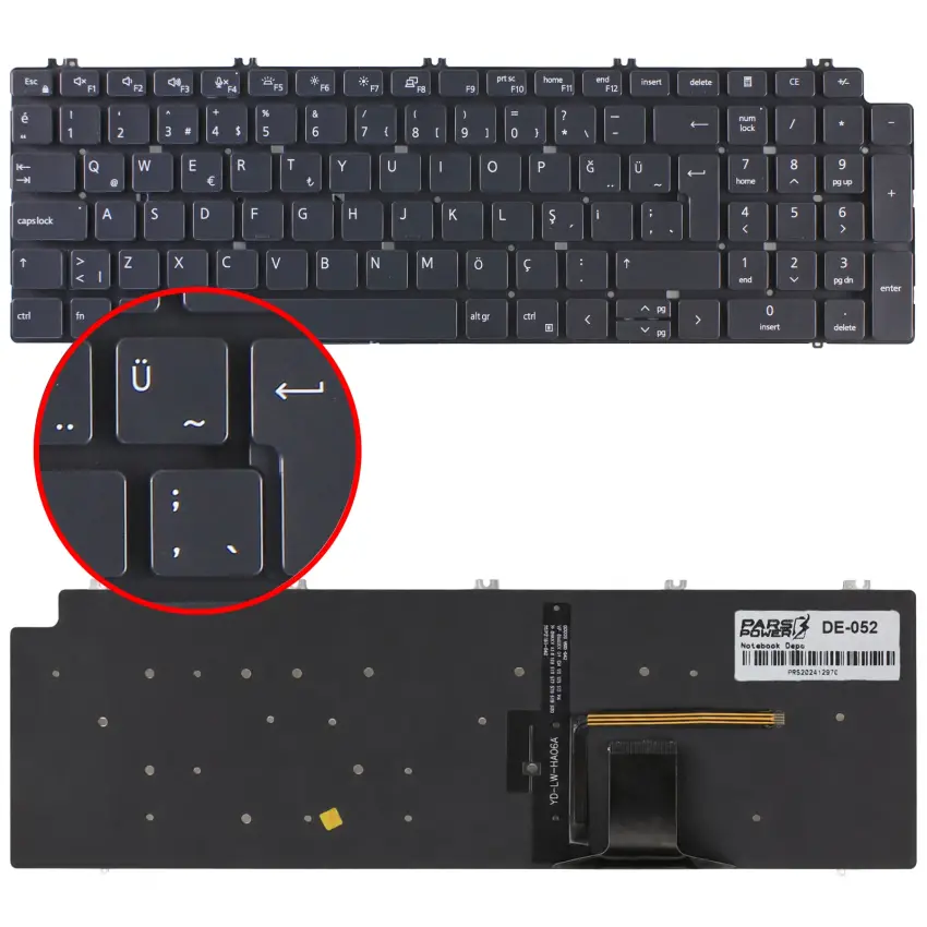 Dell Precision 7550 Serisi Klavye Işıklı (Siyah TR)