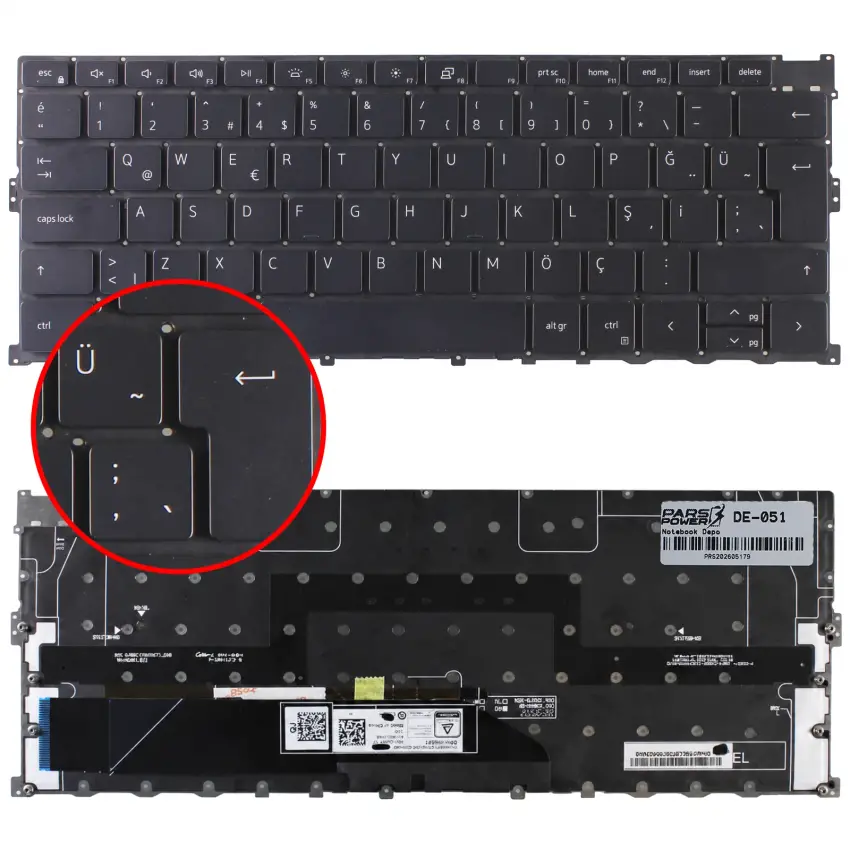 Dell XPS 13 9300 Serisi Klavye Işıklı (Siyah TR)