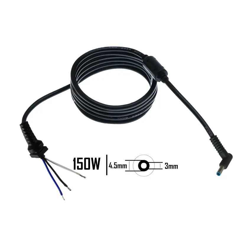 HP 120W, 150W 4.50x3.00mm Mavi Uç Yüksek Amper Notebook - Laptop Adaptör Tamir Kablosu (Pars Power)