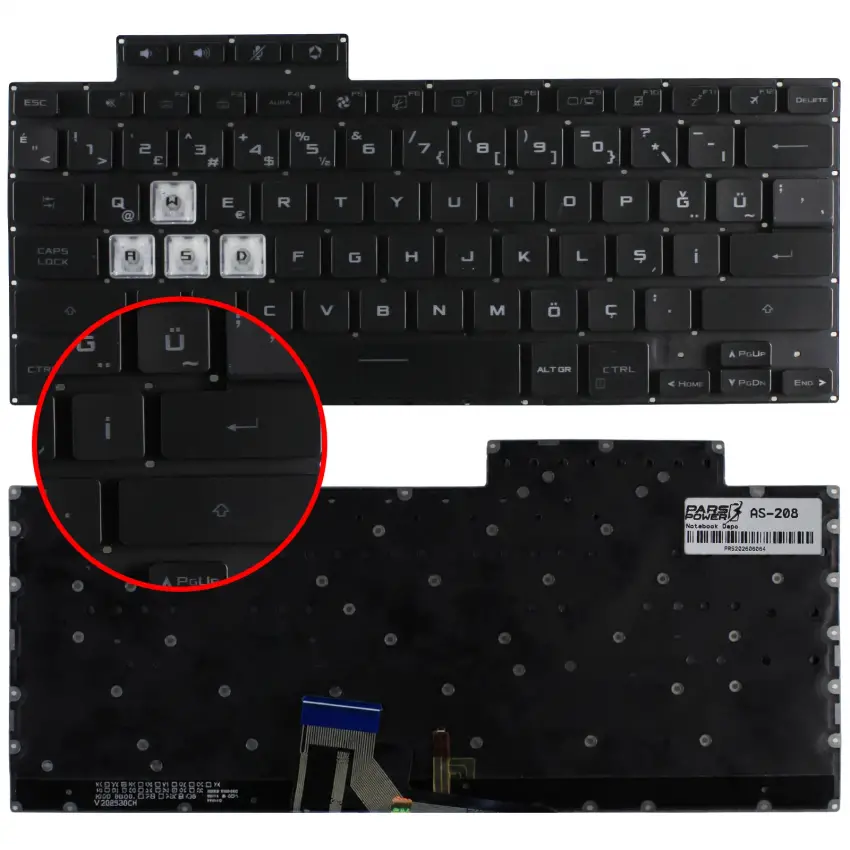 Asus TUF Gaming, Air FA516 Notebook Klavye Işıklı (Siyah TR)
