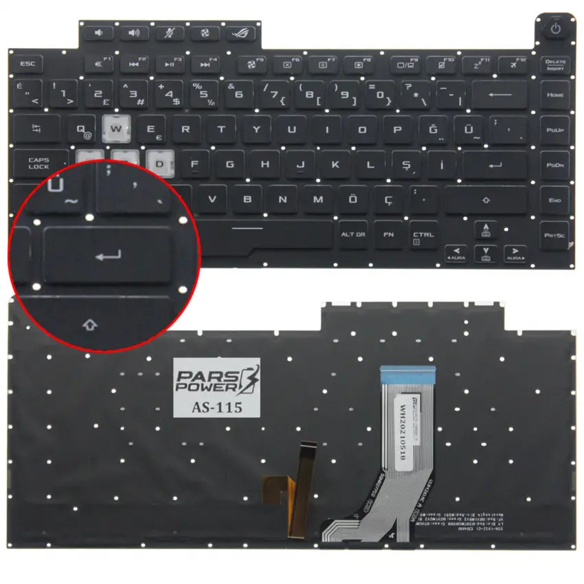 Asus ROG Strix G15 G512LW-HN097 Klavye Işıklı (Siyah TR)