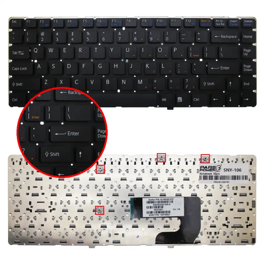 Sony Vaio VGN-NW280F Notebook Klavye (Siyah ENG)