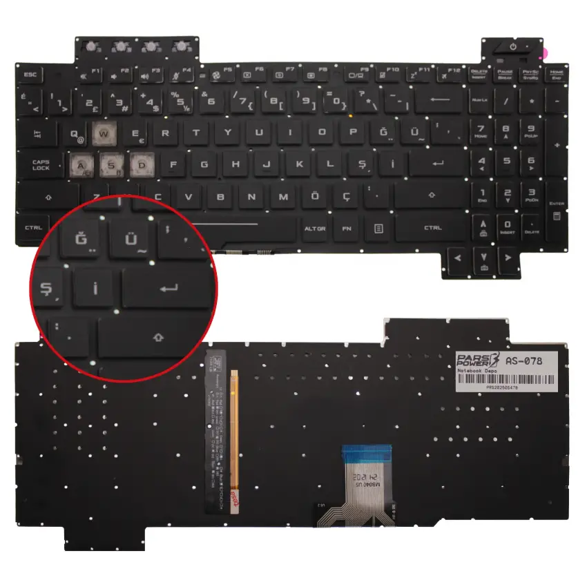 Asus PX505D, PX505G Klavye Işıklı (Siyah TR)