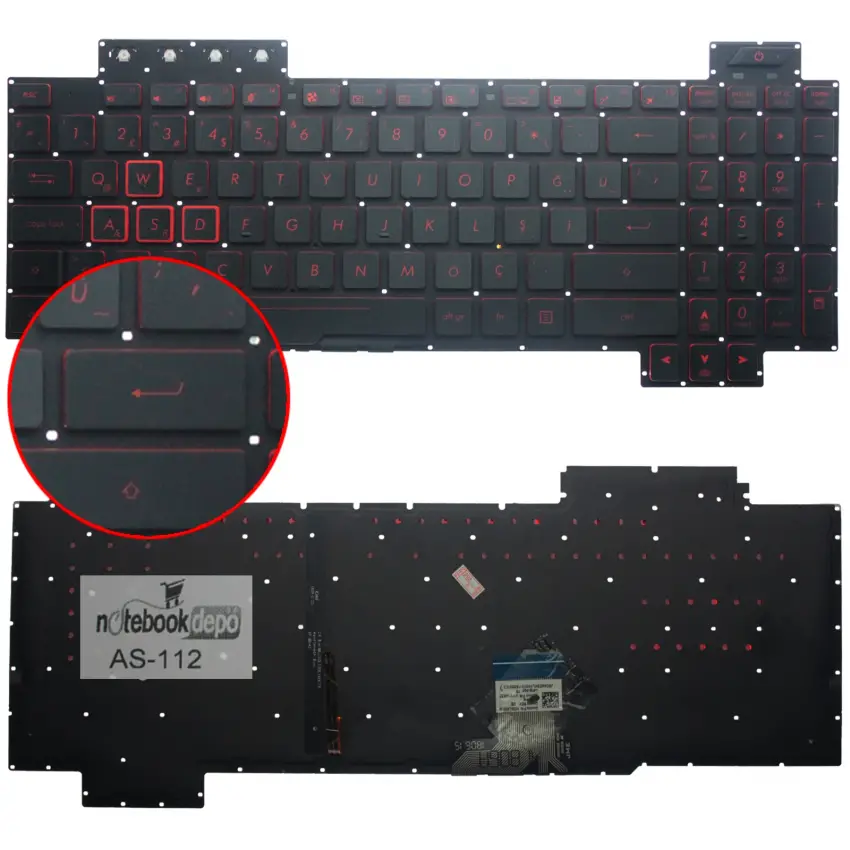 Asus TUF Gaming FX765GD Klavye Işıklı (Siyah TR)