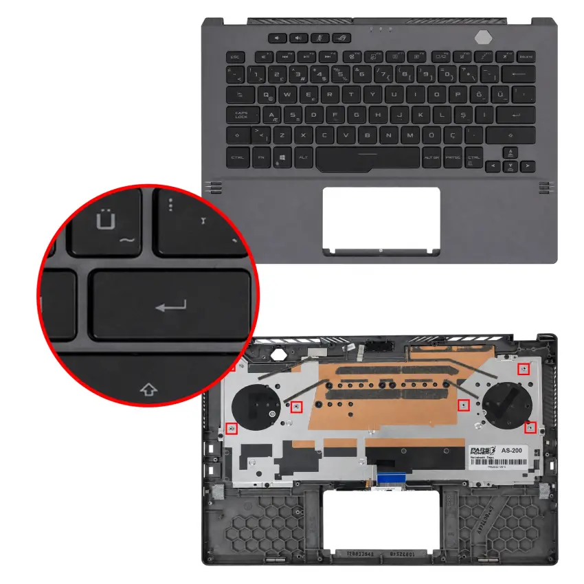 Asus ROG Zephyrus G14 GA401QC-BM206 Klavye Işıklı Kasalı (Siyah TR)