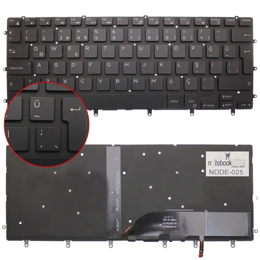 Dell XPS 9350 Klavye Işıklı (Siyah TR)