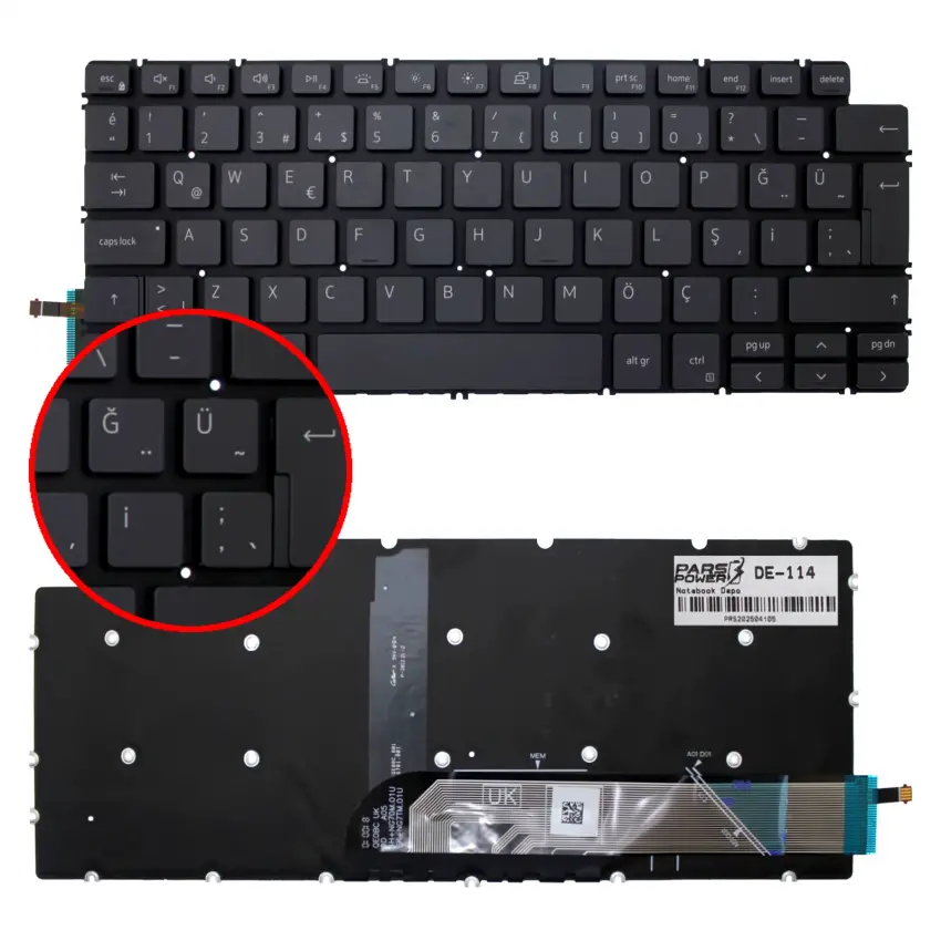 Dell Vostro 5490 N4105VN5490EMEA01_W Uyumlu Klavye Işıklı (Siyah TR)