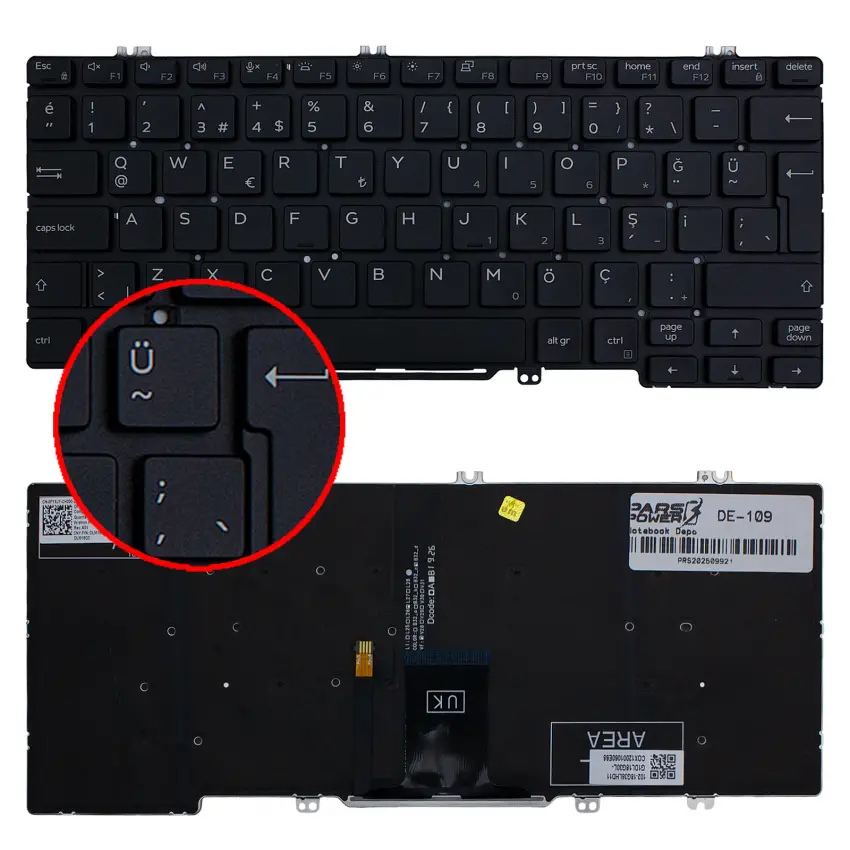 Dell Latitude 5310 N011L531013EMEA_U Klavye Işıklı (Siyah TR)