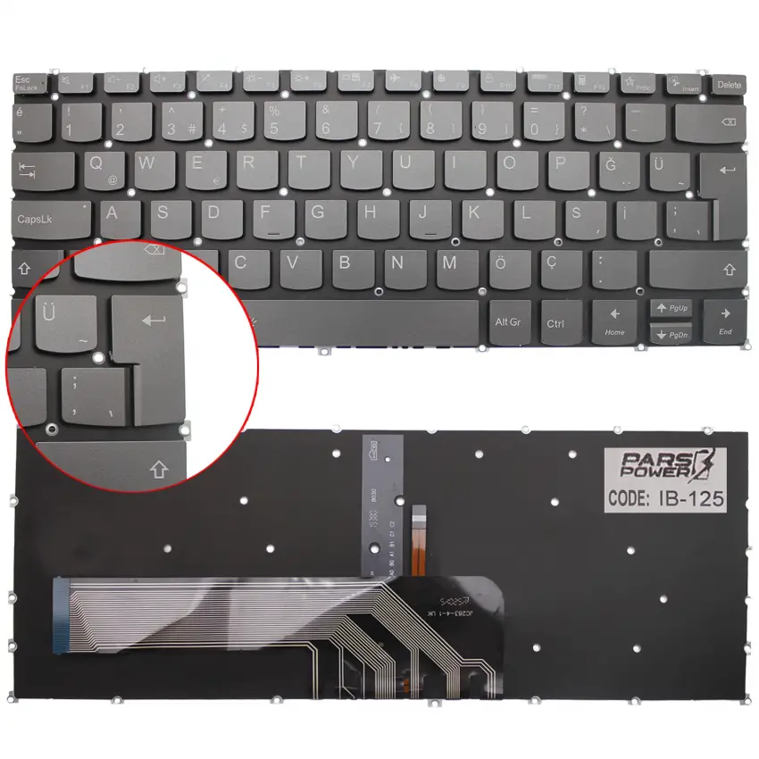 Lenovo ideaPad Flex 5-14IAU7 Type:82R7 Klavye Işıklı (Füme TR)