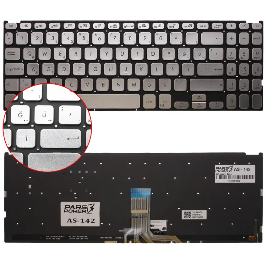 Asus X515EA-BQ3228 Klavye Işıklı (Gümüş TR)