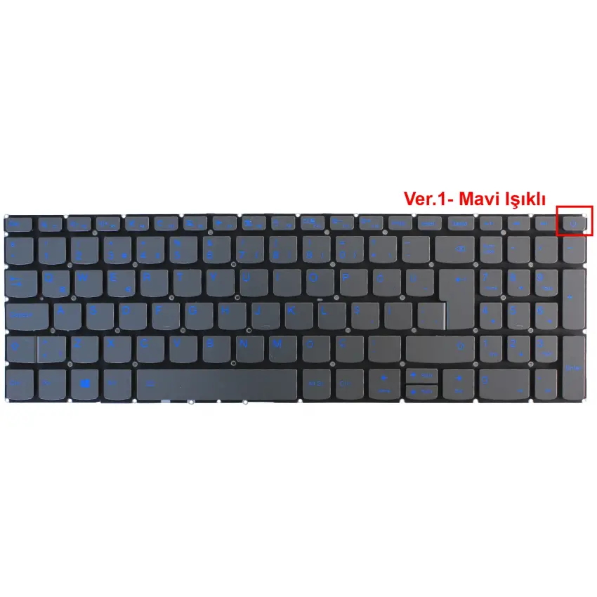 Lenovo V15-IIL 82C500QTTX, 82C500R0TX Klavye Mavi Işıklı (Siyah TR)