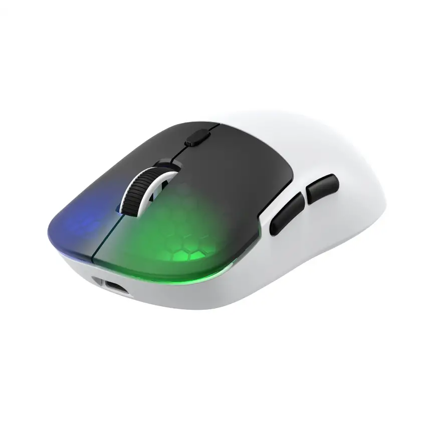 Neon X RGB Kablosuz + Bluetooth + 2.4G + Kablolu Ultra Hafif 69gr 1K Hz 12000DPI Oyuncu Mouse Beyaz