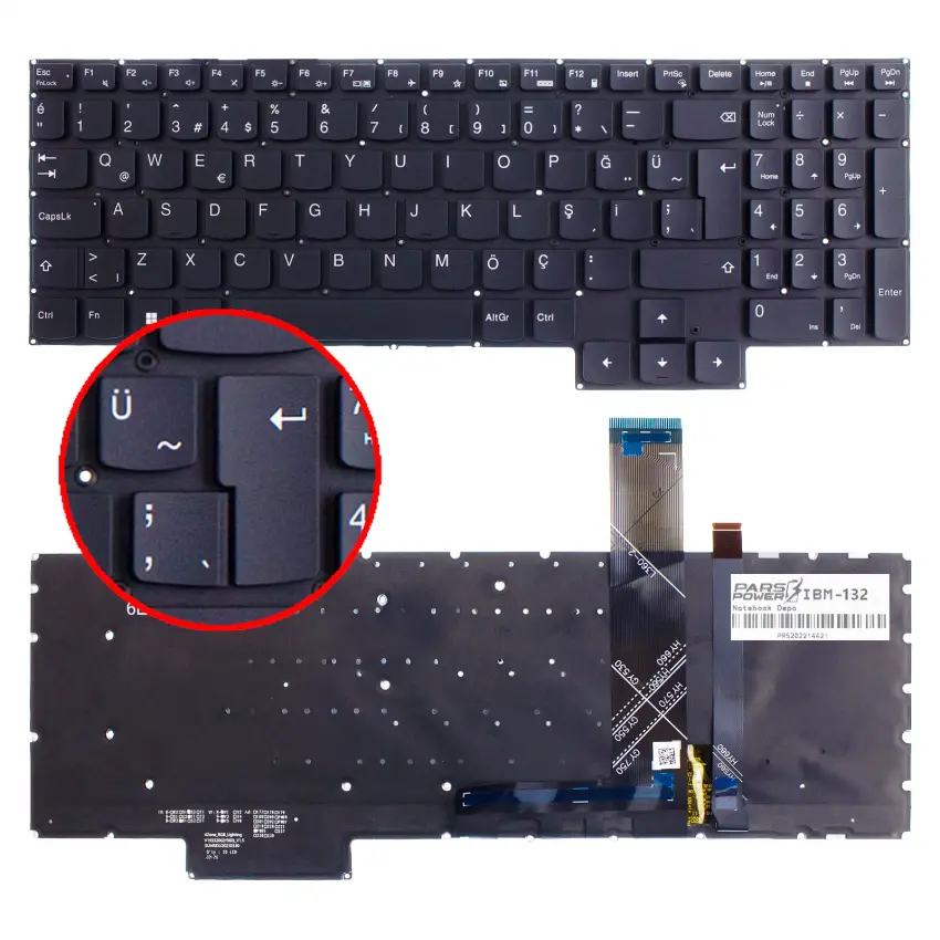 Lenovo Legion Pro 5i 16IRX9 Gen 9 Type 83DF Klavye Rgb Işıklı (Siyah TR)