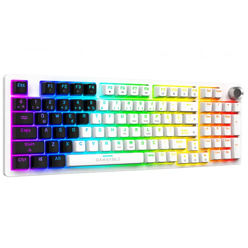 Gameagle Diablo RGB Kablolu TR Layout Mekanik Oyuncu Klavyesi Beyaz - Siyah