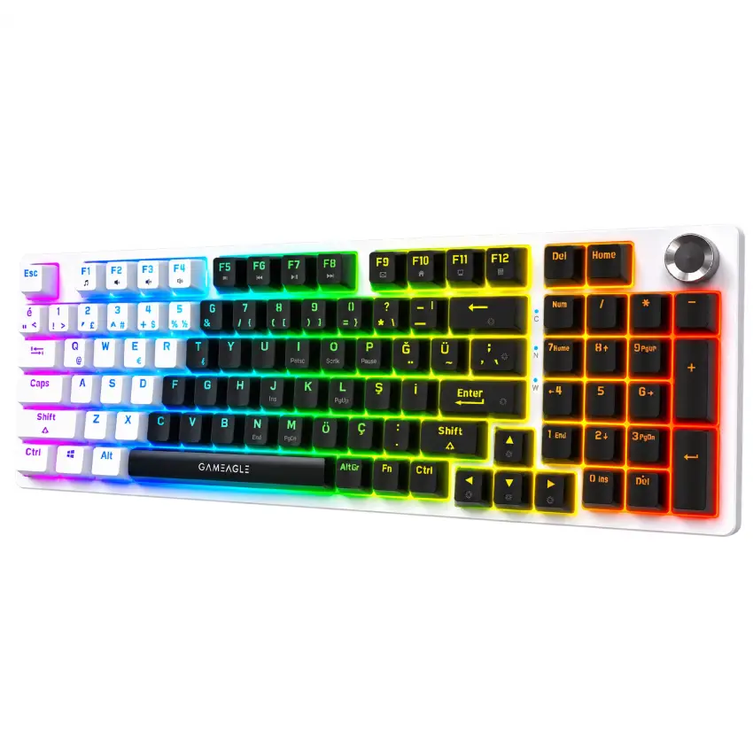 Gameagle Diablo RGB Kablolu TR Layout Mekanik Oyuncu Klavyesi Siyah - Beyaz