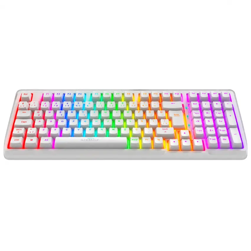 Gameagle Troya RGB Kablosuz 3 Mod TR Layout Mekanik Oyuncu Klavyesi Beyaz
