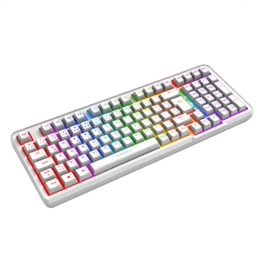 Gameagle Troya RGB Kablosuz 3 Mod TR Layout Mekanik Oyuncu Klavyesi Beyaz